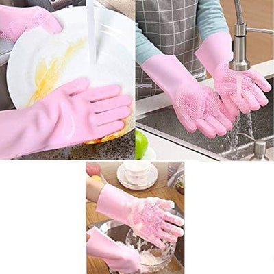 Silicone Washing Full Finger Gloves – For Home